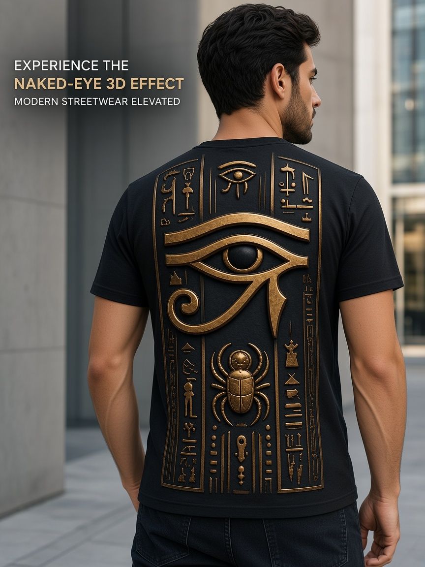 Egyptian Anubis 3D Optical Illusion Graphic Tee Breathable Athletic Mesh T-Shirt Casual and Sports Wear