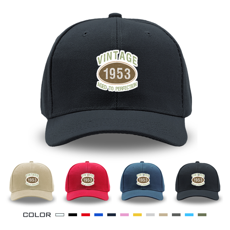 1pc New Baseball Cap Vintage 1953 Aged to Perfection Print Unisex Adjustable Hat for Outdoor Activities and Casual Wear Adults Men Women Style