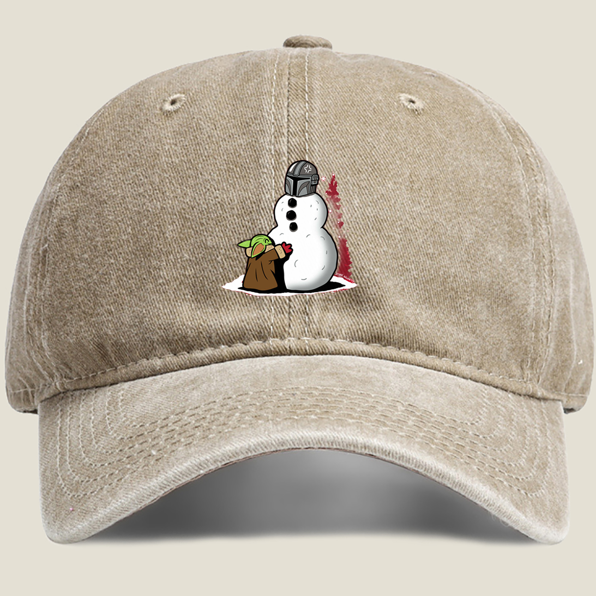 Mandalorian Snowman with Grogu - Washed Denim - Baseball Cap