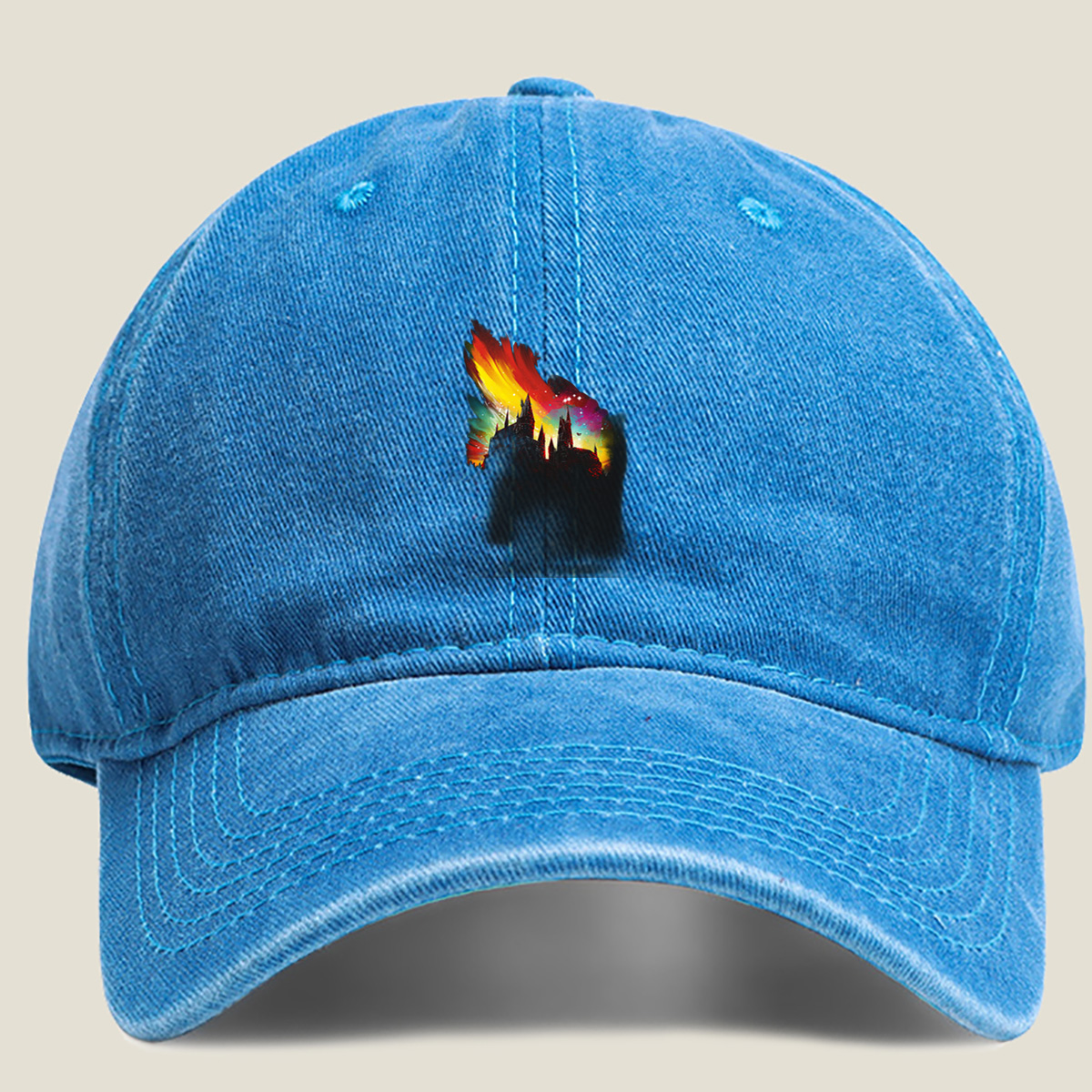 Harry Potter: Hogwarts Castle at Twilight - Washed Denim - Baseball Cap
