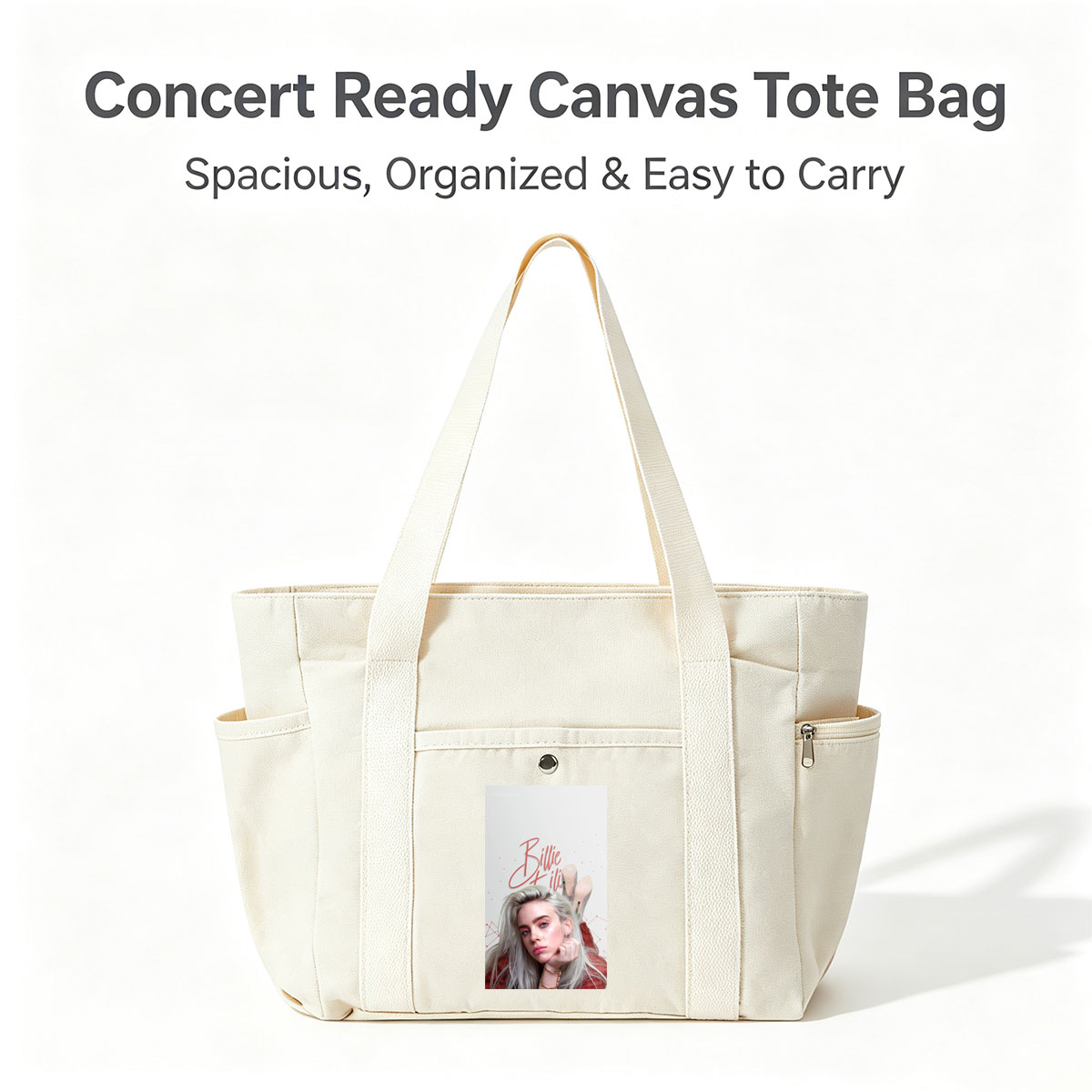 Billie Eilish - Close-Up Portrait with Blonde Hair and Red Outfit - Multi-pocket bags