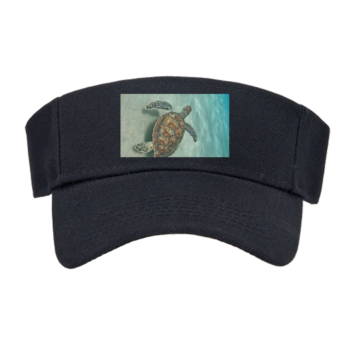 Sea turtle swimming gracefully over sandy ocean floor -  Visor cap