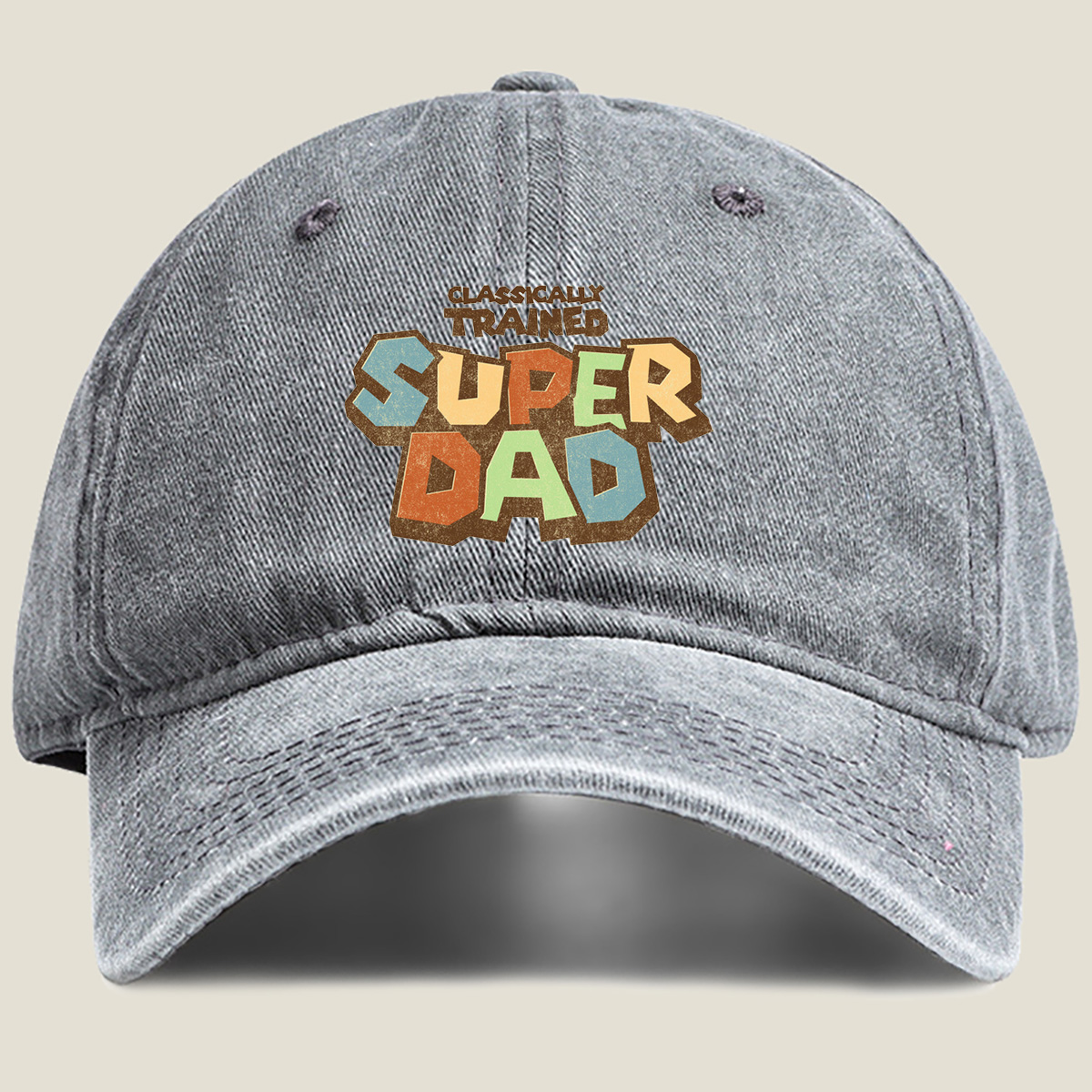 Classically Trained Super Dad - Washed Denim - Baseball Cap