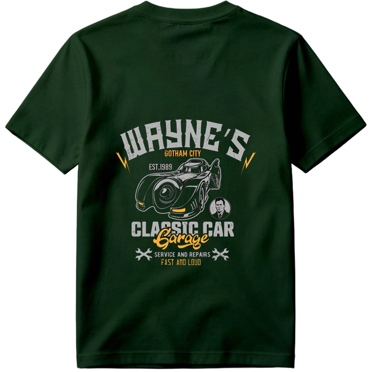 Wayne's Gotham City Classic Car Garage: Batman and Bruce Wayne - Tee