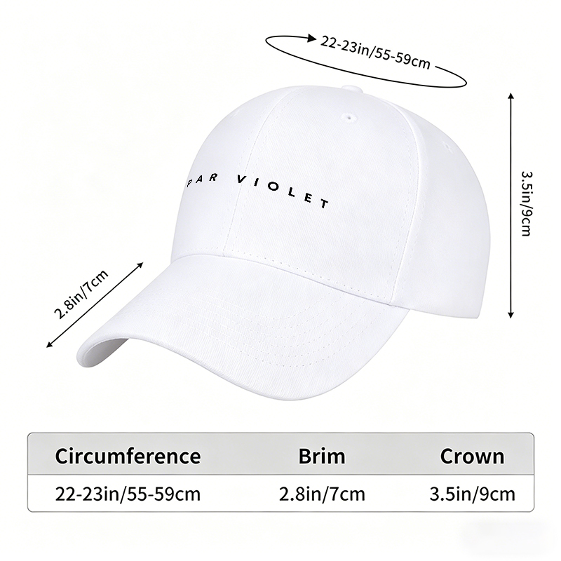 Unisex Classic Baseball Cap with PAR VIOLET Logo Print - Stylish Cotton Hat for Outdoor Activities, Travel, and Casual Wear - Perfect for Men and Women Seeking Fashionable Sun Protection and Everyday Comfort