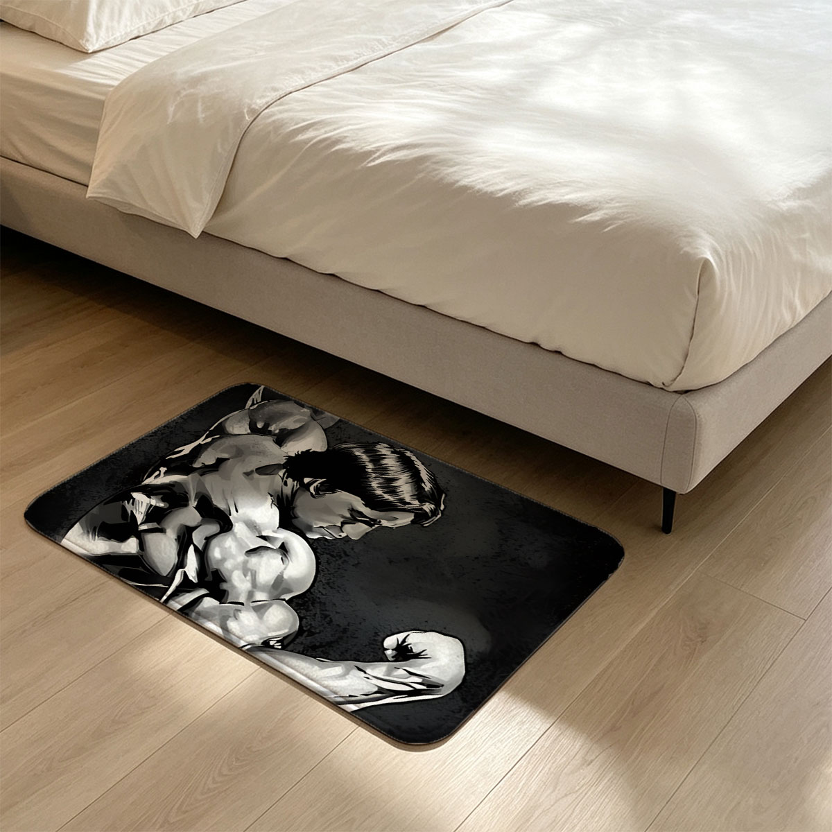 Arnold Schwarzenegger Flexing Muscles in Classic Bodybuilding Pose - Flannel floor mat