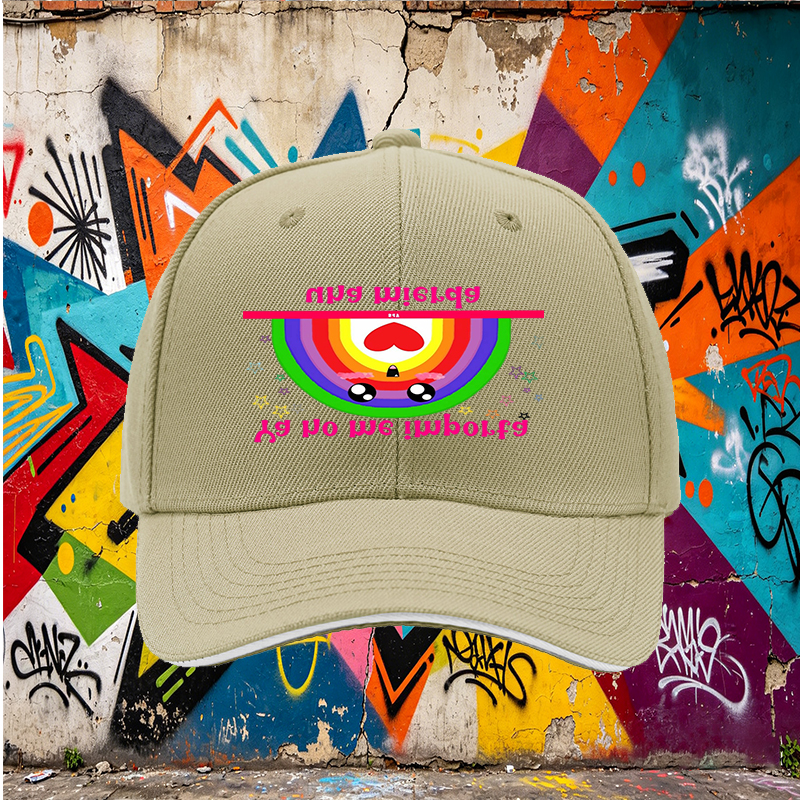 Unisex Classic Sandwich Hat with Rainbow Kawaii Design and 