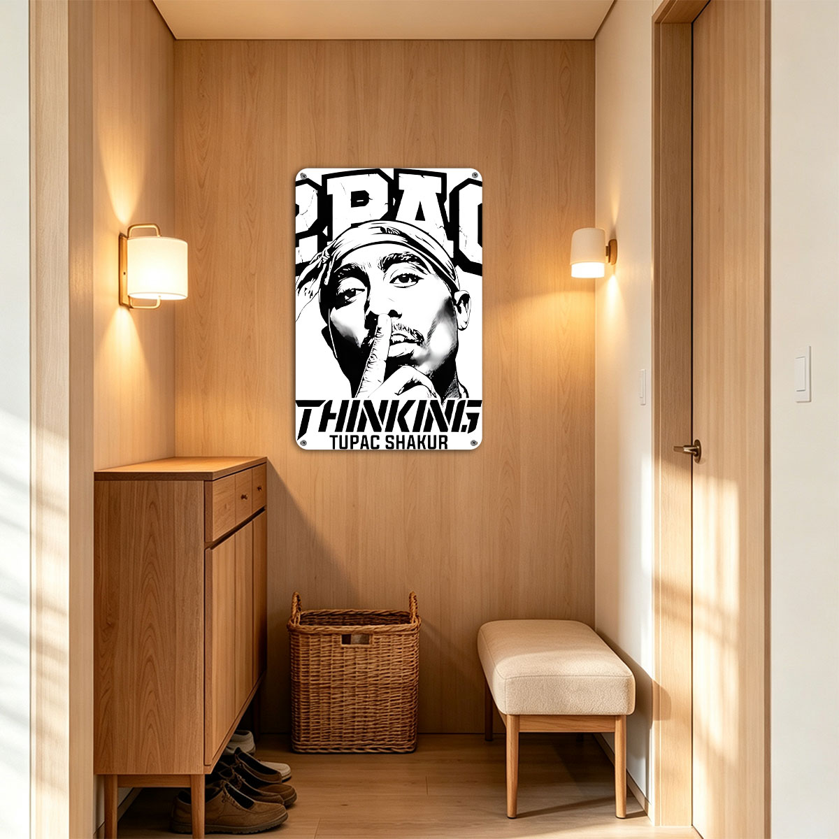 2Pac Thinking: Tupac Shakur Portrait - painting