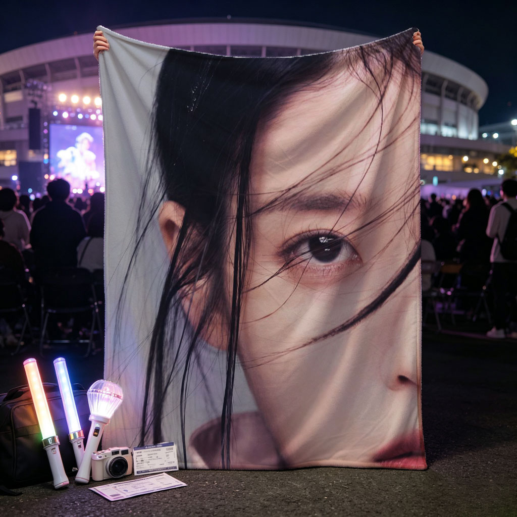 IU Close-Up Portrait with Soft Lighting and Gentle Expression - Blankets
