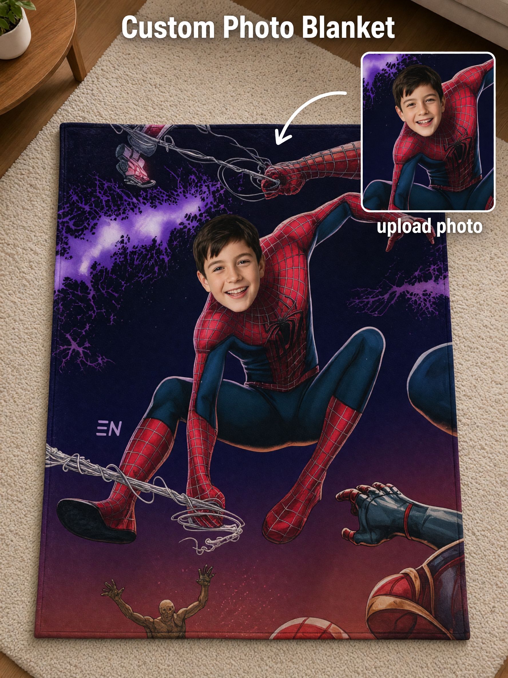 Custom Face Photo Superhero Fleece Blanket, Soft Flannel Throw for Kids and Adults, Ideal Personalized Birthday Gift