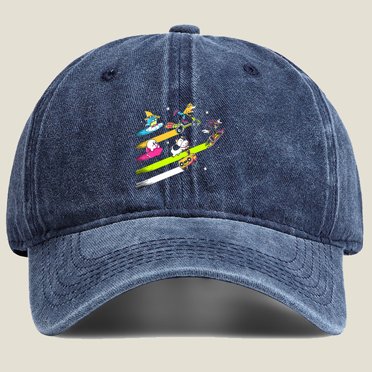 Sonic, Kirby, and Friends Racing Through Space - Washed Denim - Baseball Cap