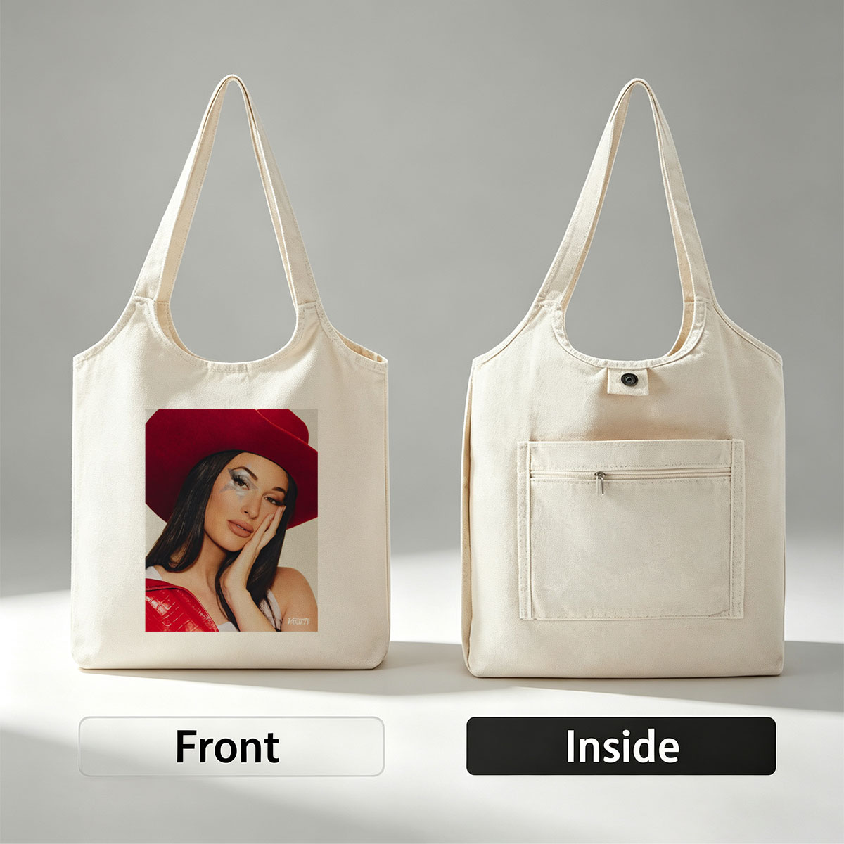 Katy Perry in a Bold Red Hat and Statement Makeup for Variety Cover Shoot - Canvas shoulder bags/