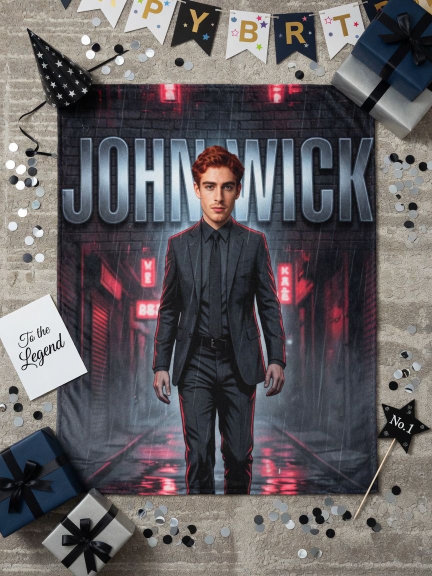 Custom Face Photo Flannel Throw Blanket Personalized Action Movie Style Ultra Soft Velvet Bed Blanket Ideal Custom Gift