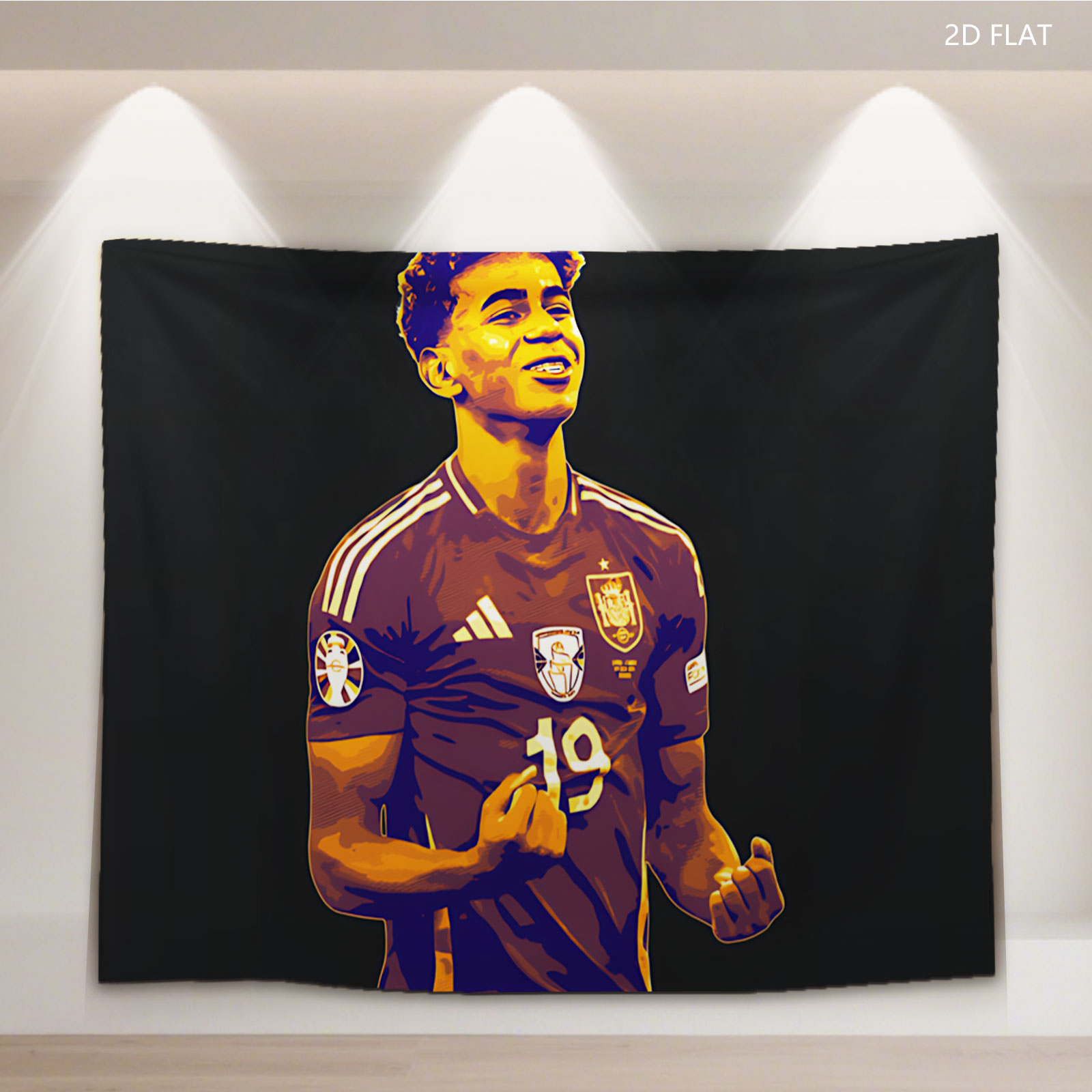 Lamine Yamal in Spain National Team Jersey, Number 19, Celebrating on Field - Tapestry