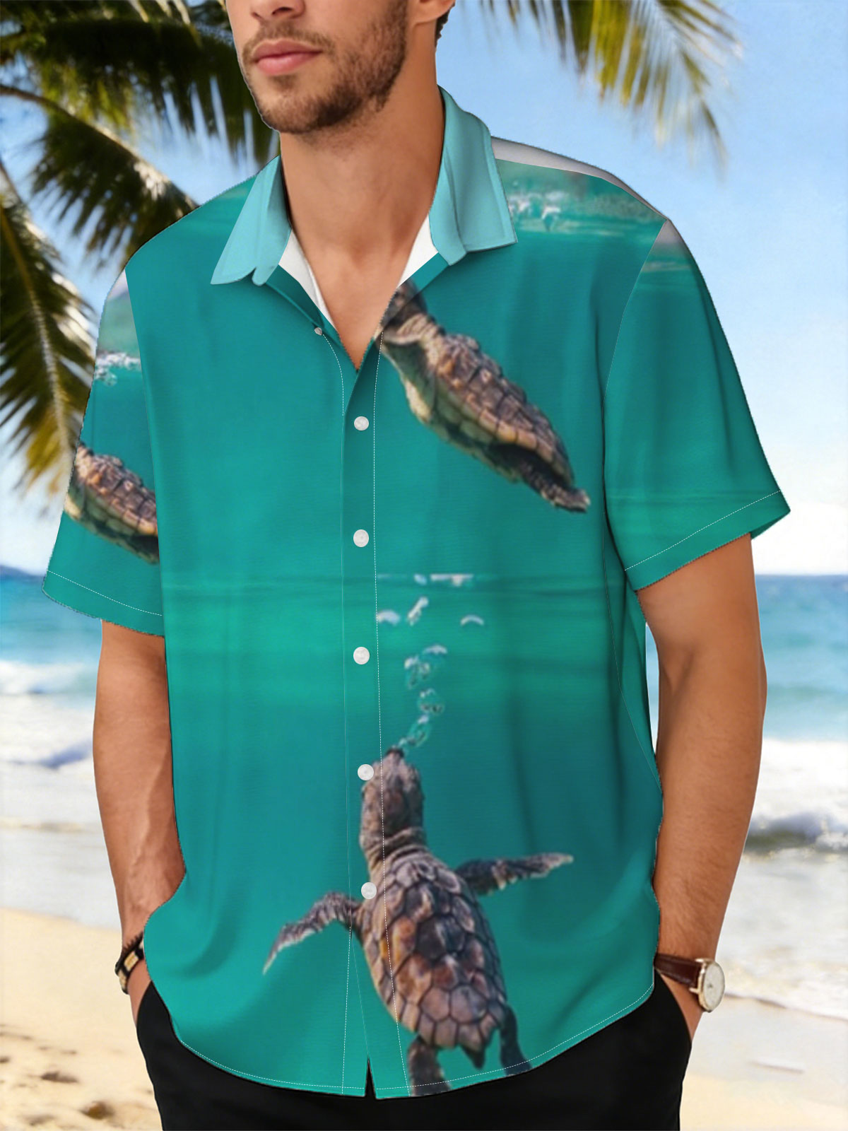 Sea turtles swimming above and below water surface -  Shirt