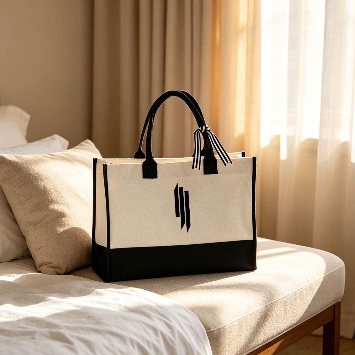 TikTok Logo - Canvas patchwork gift tote bag