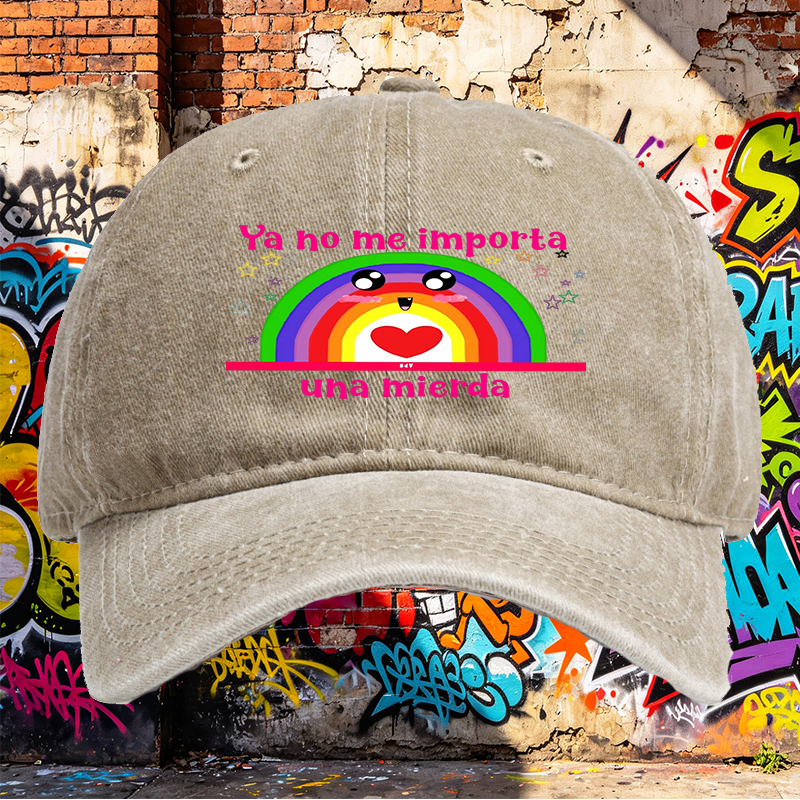 Unisex Classic Washed Cap with Rainbow Face and 
