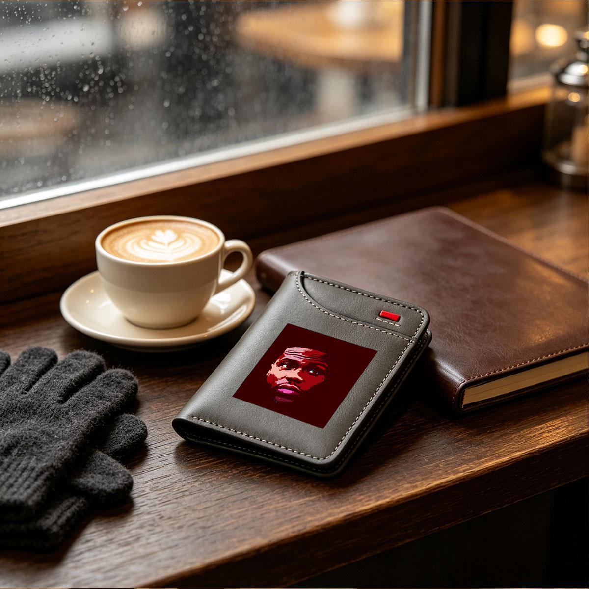 Portrait of a Man in Red Tones - Vertical Style Wallet