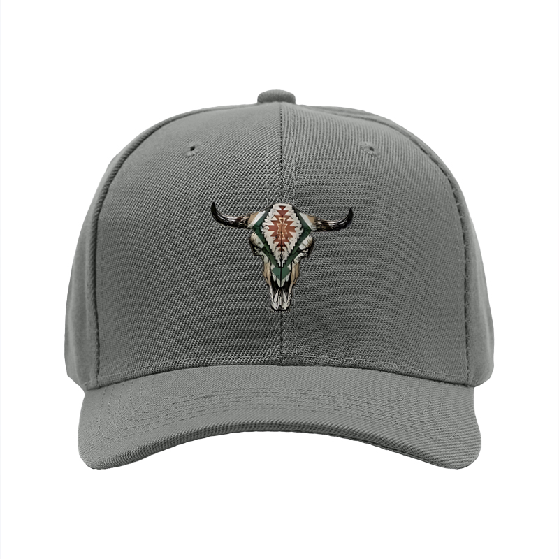1pc New Baseball Cap with Bull Skull Tribal Print Design Unisex Adjustable Hat for Outdoor Activities and Casual Wear Suitable for Adults and Teens