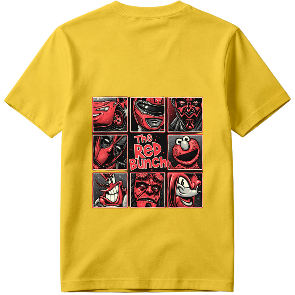 The Red Bunch: Lightning McQueen, Darth Maul, Deadpool, Elmo, Dr. Seuss's The Grinch, Hellboy, and Knuckles - Tee