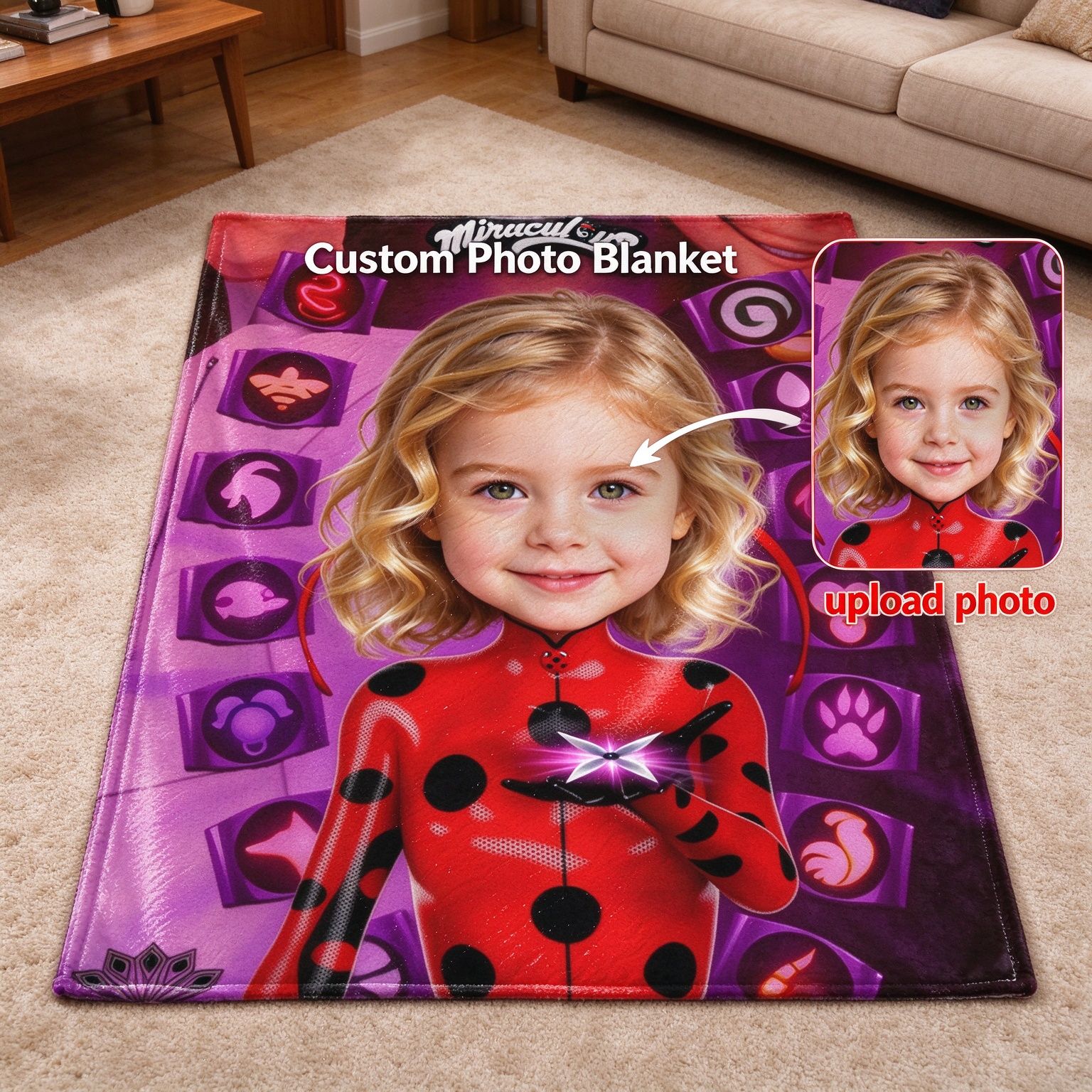 Personalized Face Photo Superhero Flannel Blanket, Ultra Soft Anti-Pilling Fleece Throw, Unique Custom Birthday Gift