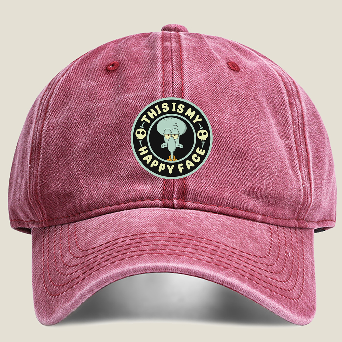 Squidward This Is My Happy Face - Washed Denim - Baseball Cap