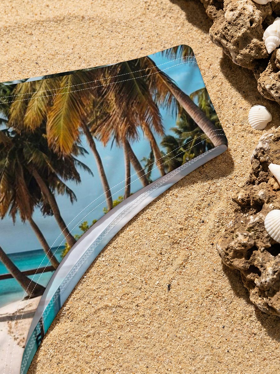 Tropical Beach with Palm Trees and Crystal Clear Water -  Men's swim trunks