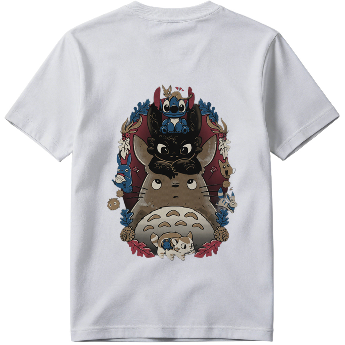 Totoro, Stitch, and Friends: A Whimsical Forest Gathering - Tee