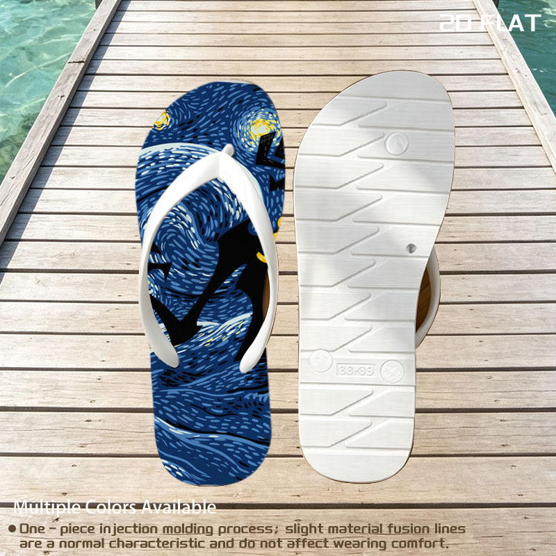 Samurai vs. Fiery Spider in Starry Night Landscape -  flip-flops