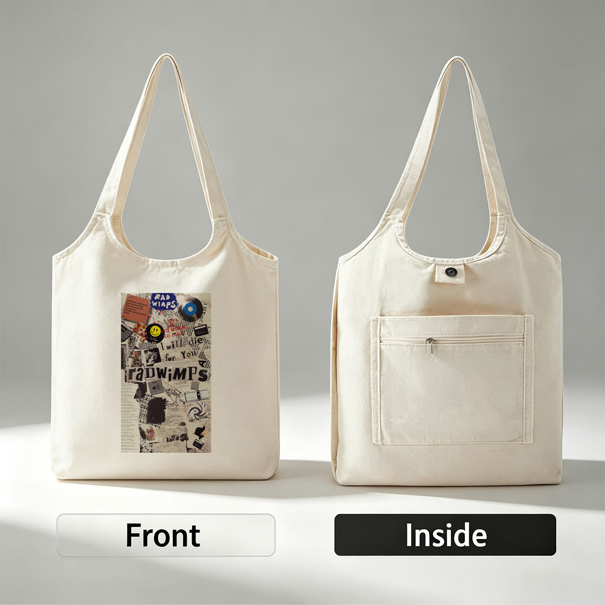 RADWIMPS Collage Art Featuring Music Themes and Lyrics - Canvas shoulder bags/