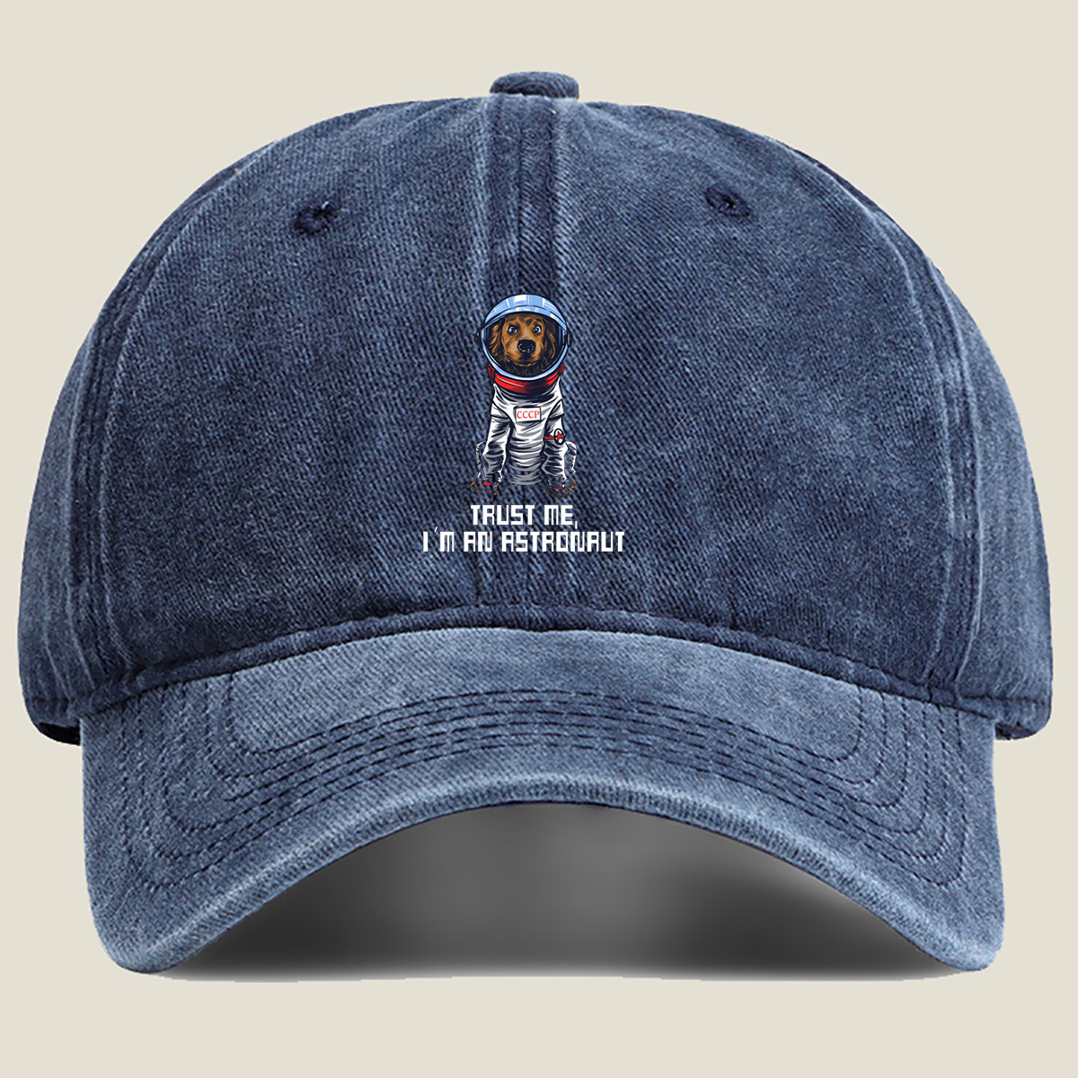 Cosmic Canine: Trust Me, I'm an Astronaut - Washed Denim - Baseball Cap
