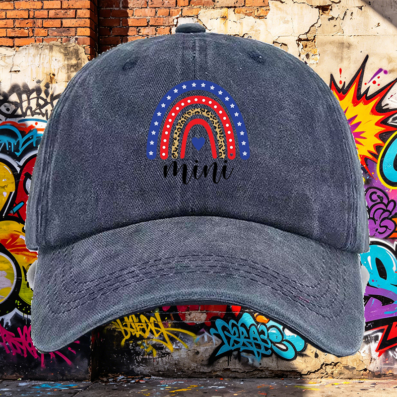 Men's Printed Washed Cap with Rainbow Leopard Stars Design, Casual Round Brim Lightweight Summer Hat for Outdoor Activities, Urban Streetwear Style, Perfect for Young Adults and Trendy Men