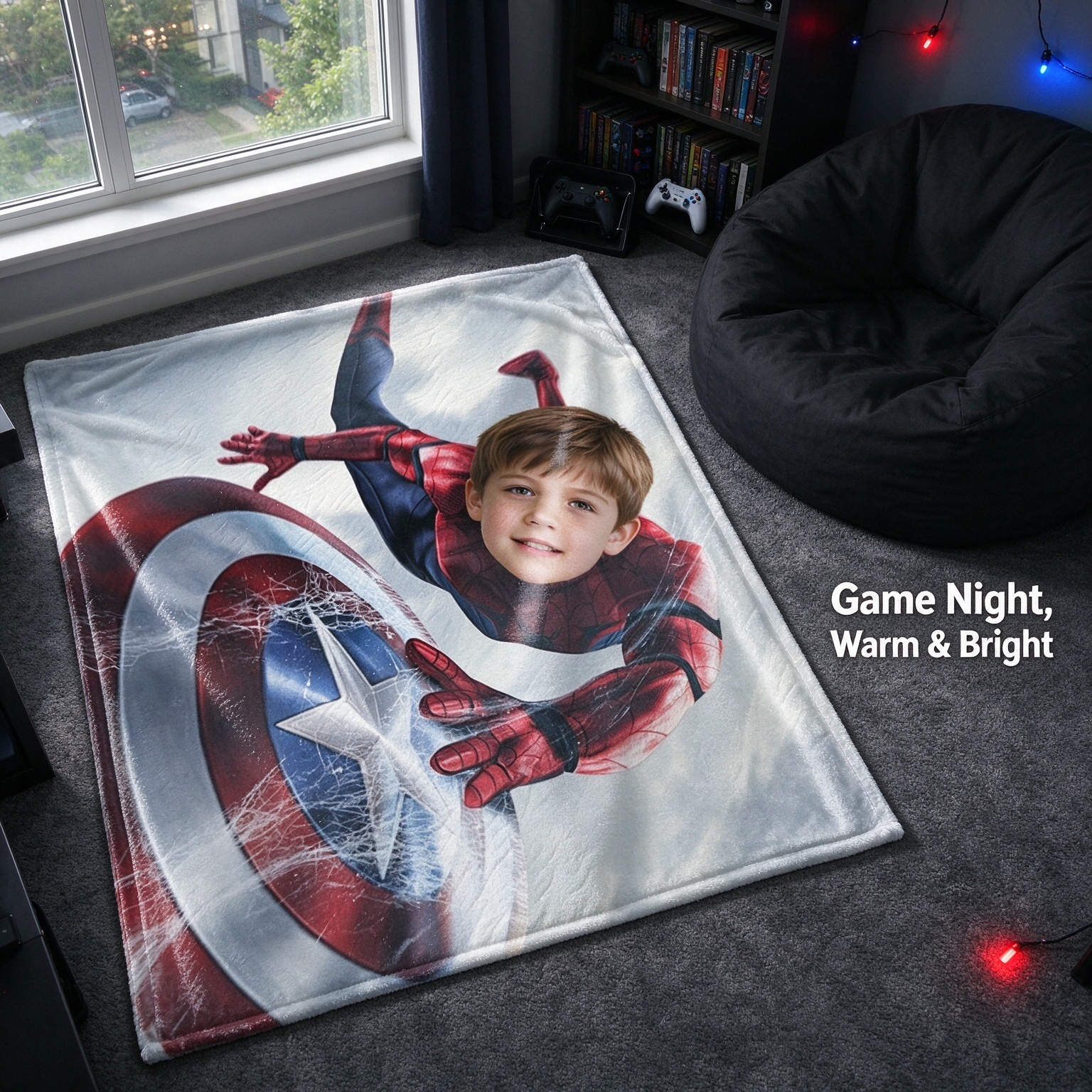 Personalized Face Superhero Blanket, Custom Photo Soft Flannel Throw for Couch Bed, Ideal Personalized Hero Gift