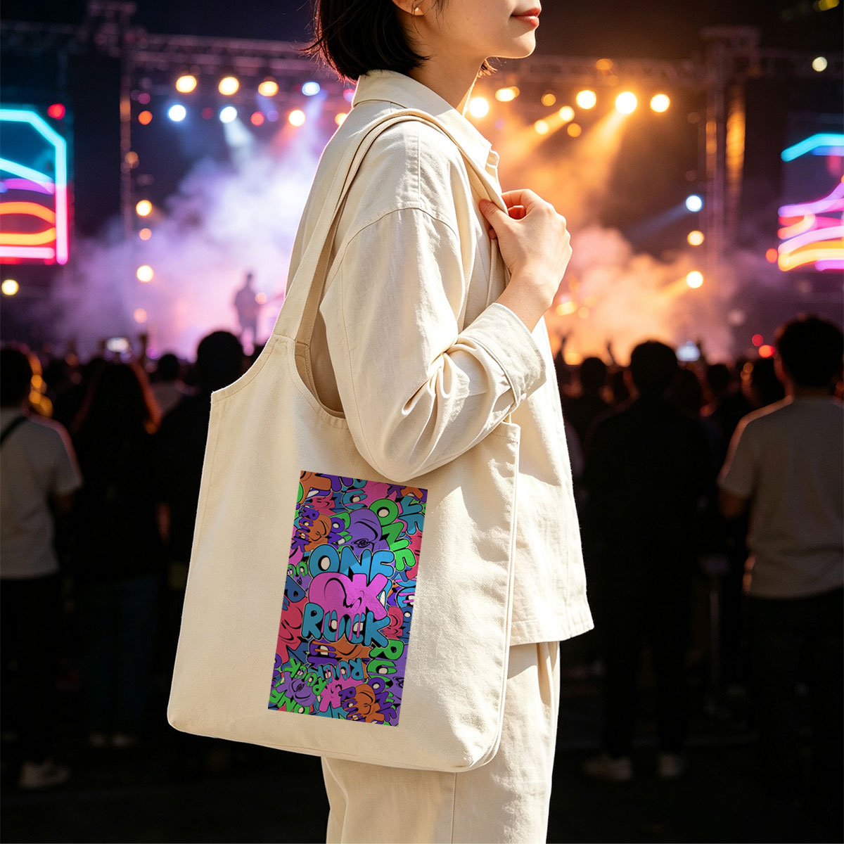 One Ok Rock Concert Graffiti Art Wallpaper - Canvas shoulder bags/