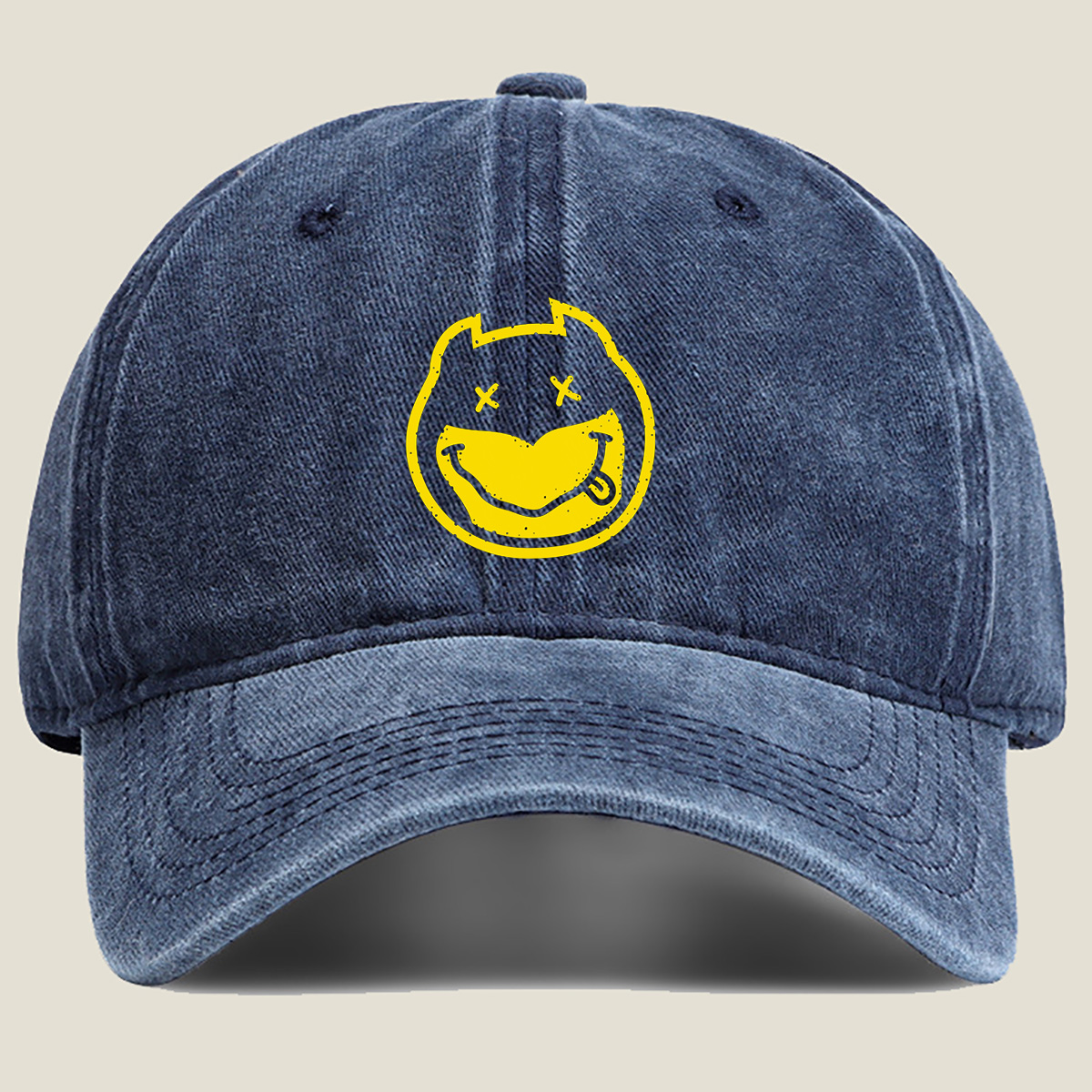 Trollface Emoji - Washed Denim - Baseball Cap