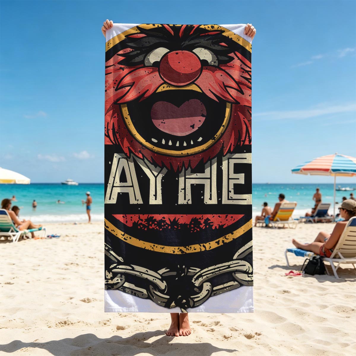 Animal from The Muppets: Mayhem Logo - Beach towels