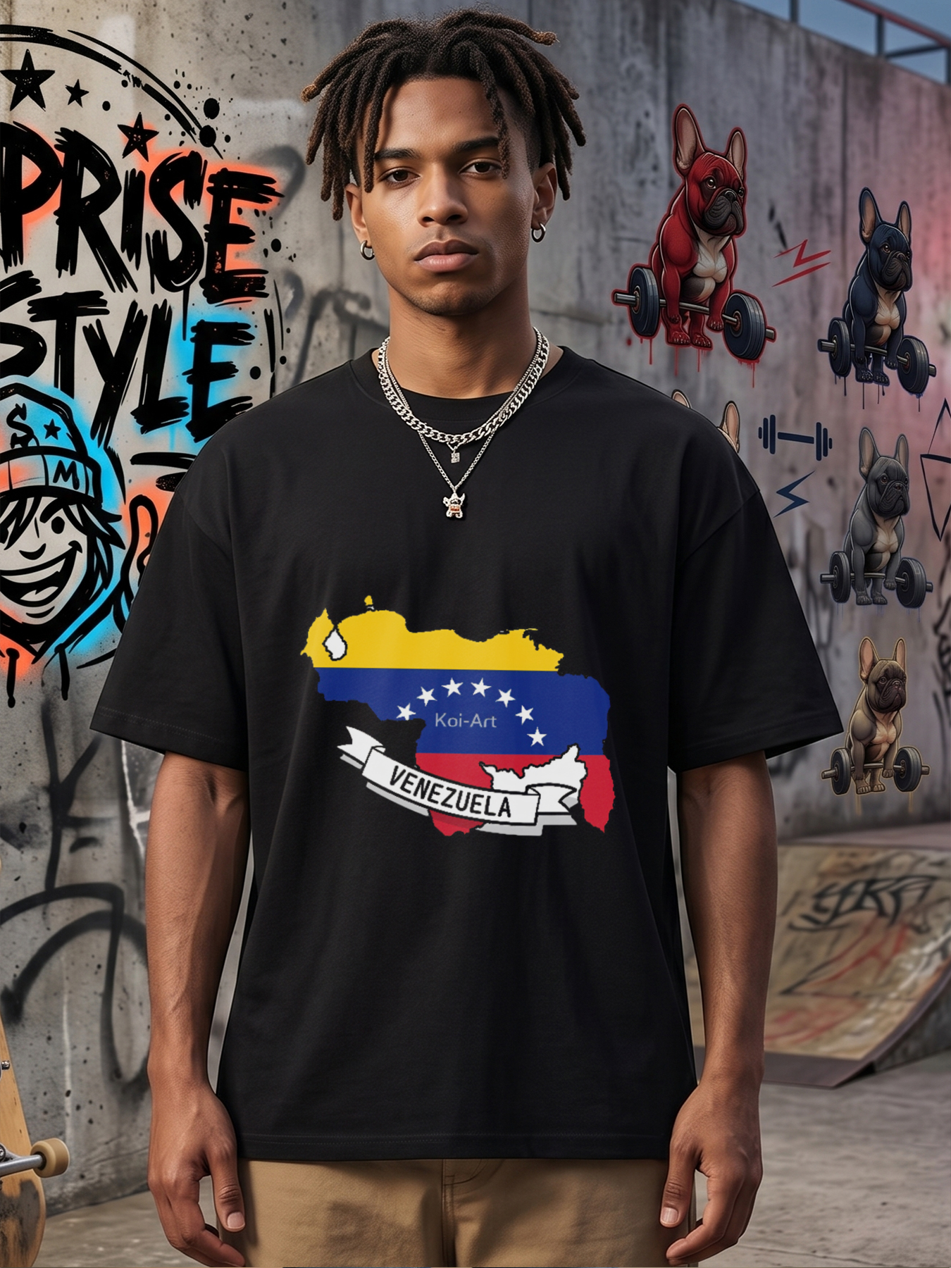 Men's Venezuela Flag Map Print T-Shirt with Stars and Banner Design Casual Round Neck Summer Lightweight Breathable Short Sleeve Tee for Travel, Daily Wear, National Pride Fans and Adults