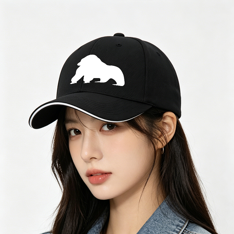 Unisex Classic Sandwich Hat with Lion Silhouette Print - Lightweight Cotton Baseball Cap for Outdoor Activities, Travel, and Casual Wear - Ideal for Adults Seeking Stylish Sun Protection and Comfortable Fit