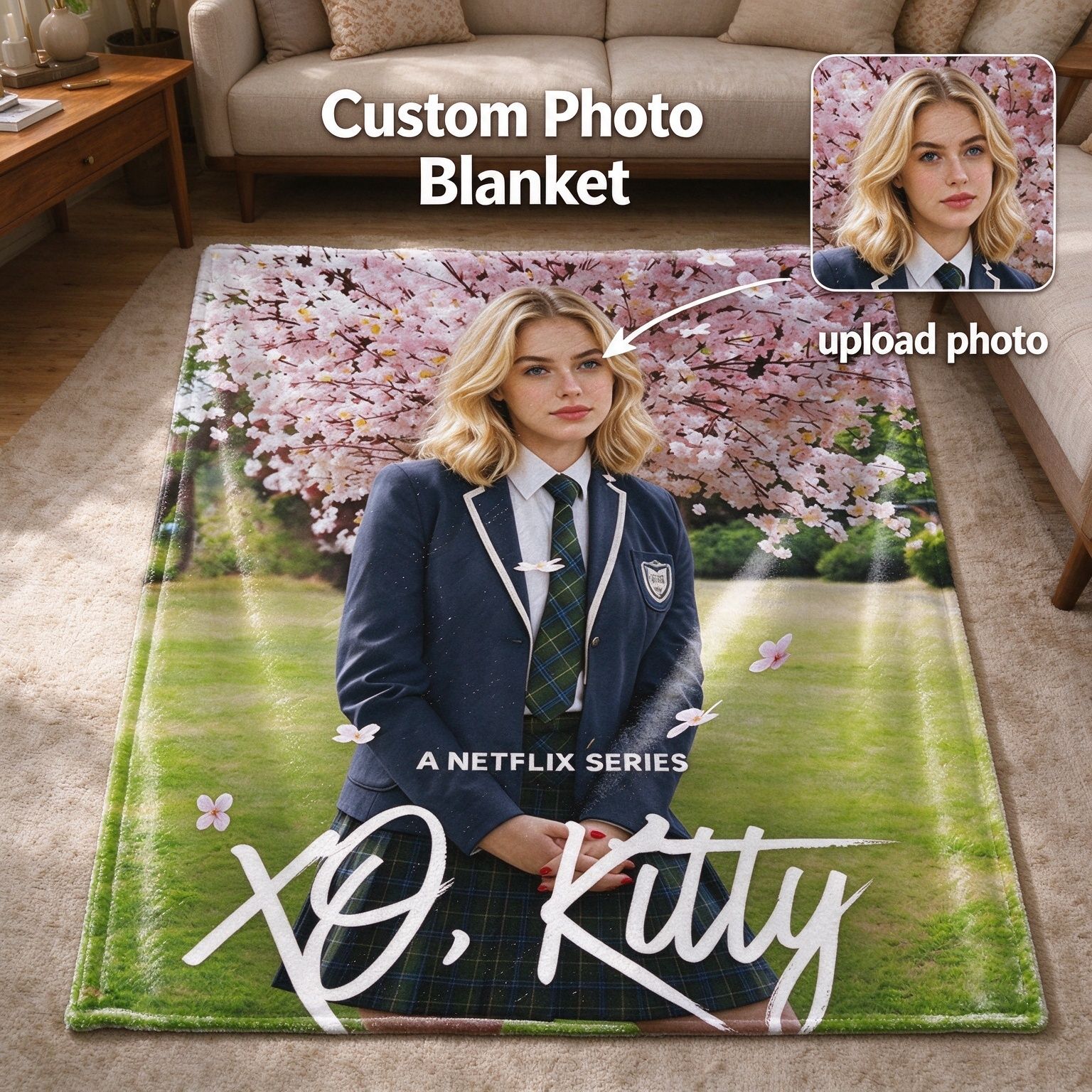Custom Photo Blanket Personalized Portrait Flannel Throw Ultra Soft Velvet Fleece Cover Ideal Personalized Cozy Gift