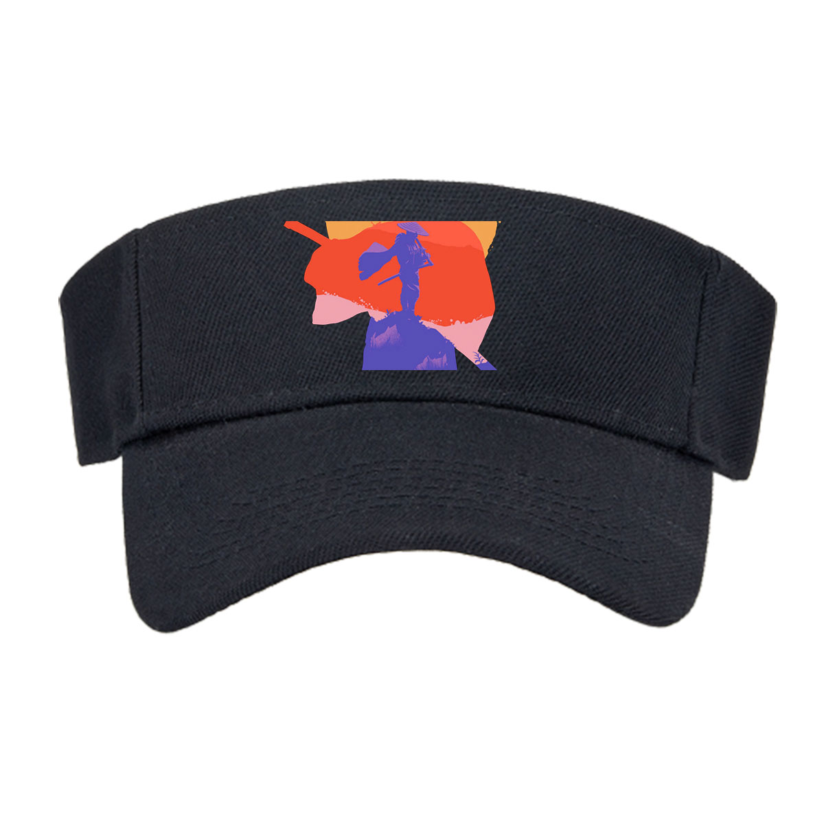 Samurai Silhouette at Sunset with Warrior Figure and Birds in Sky -  Visor cap