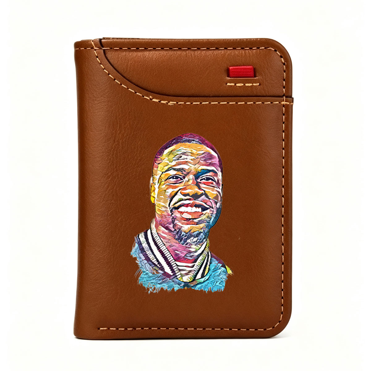 Colorful Portrait of a Smiling Man in a Striped Sweater - Vertical Style Wallet