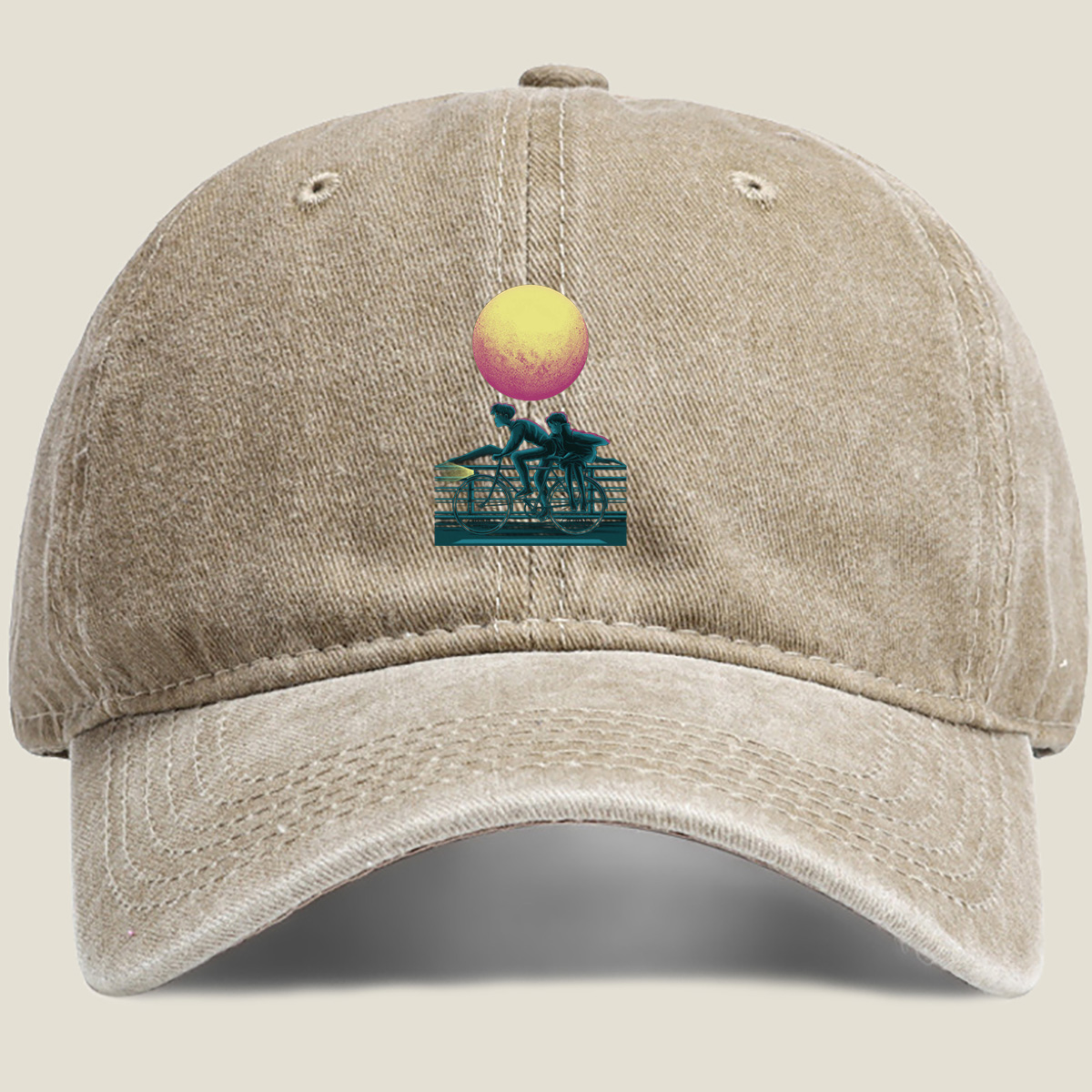 Two Riders Under the Neon Moon - Washed Denim - Baseball Cap