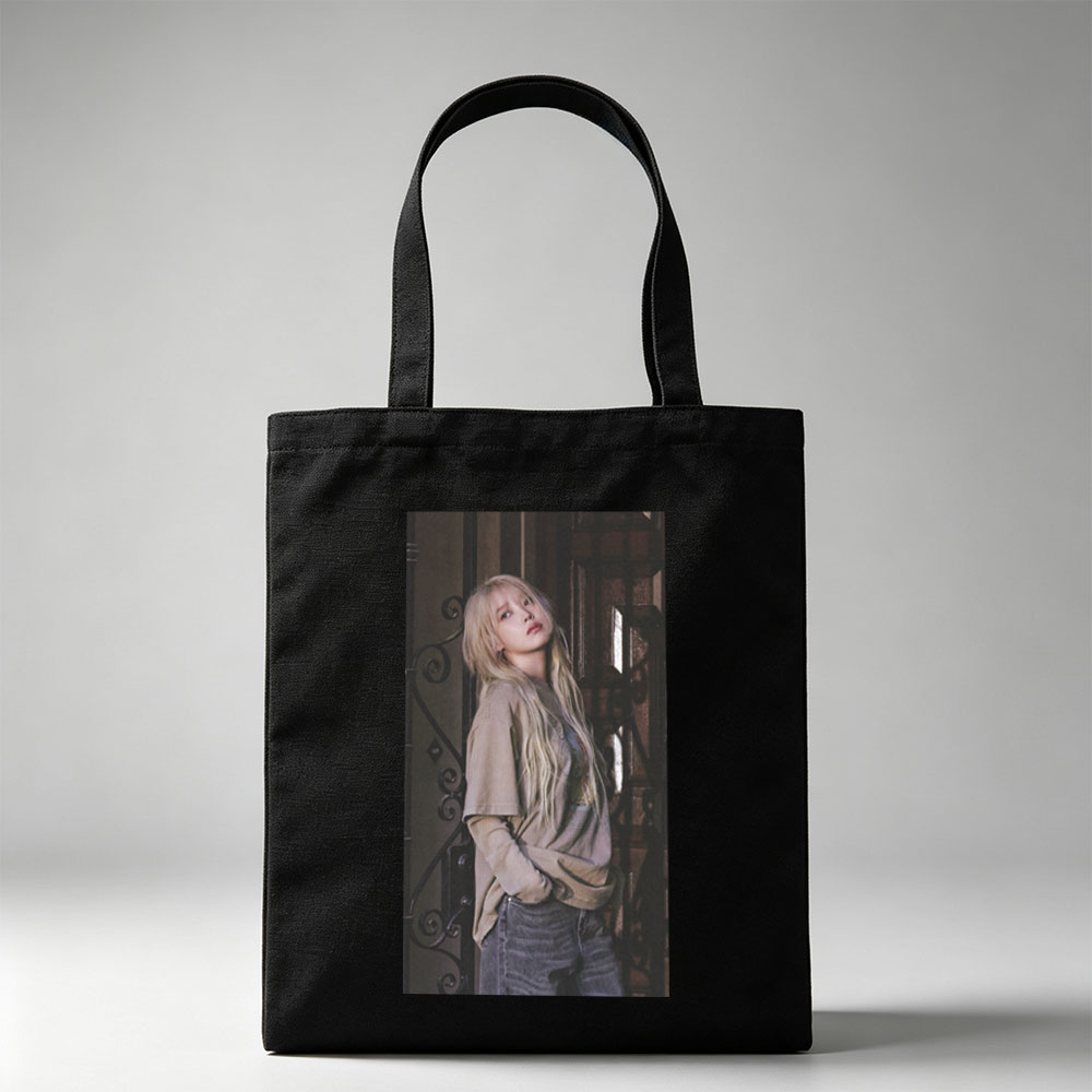 IVE Yujin in a Moody Urban Scene Wearing a Beige Oversized Sweater and Jeans - Canvas tote bags