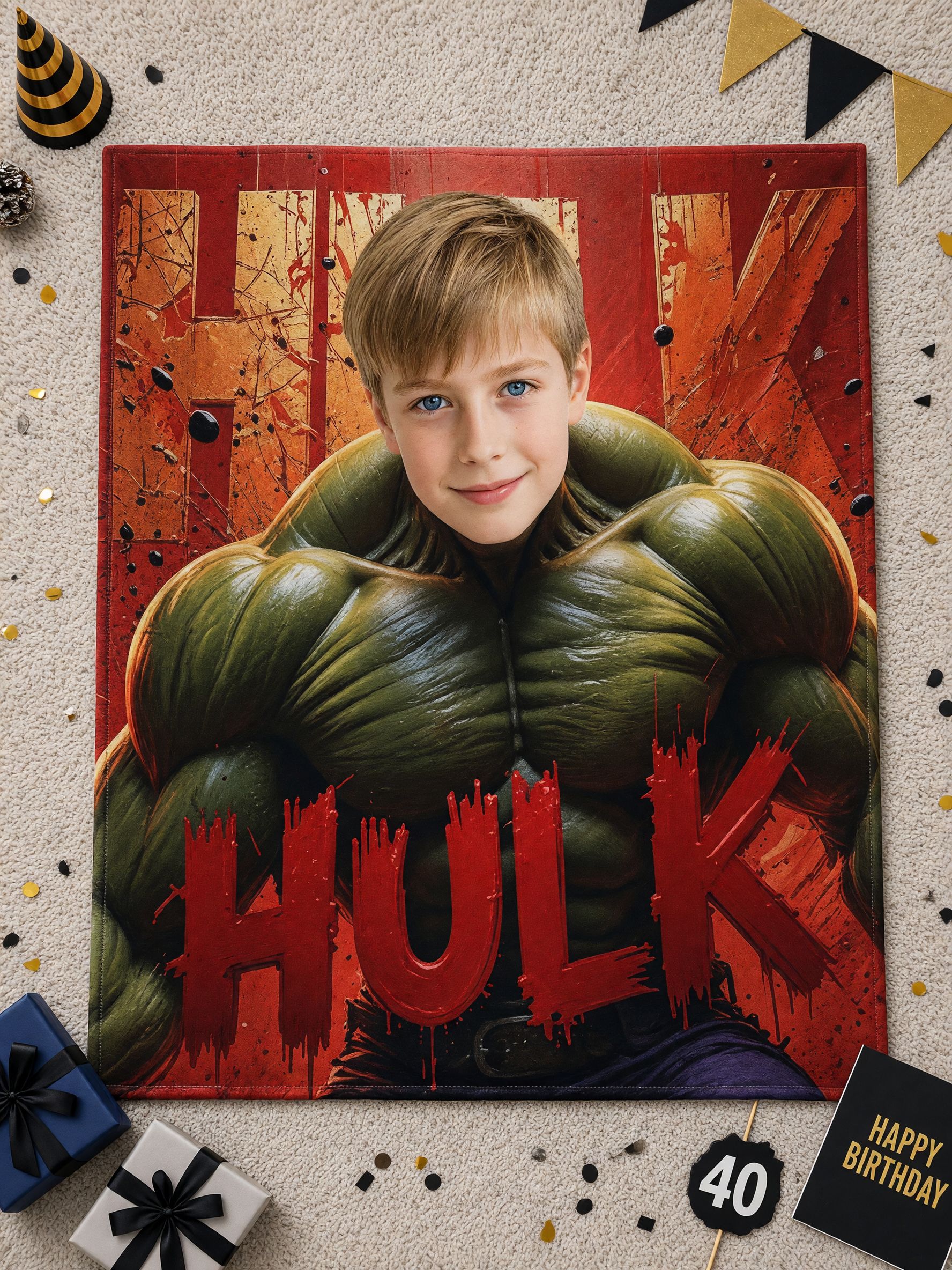 Custom Face Superhero Blanket, Personalized Photo Flannel Fleece Throw, Ideal Cozy Gift for Kids and Adults