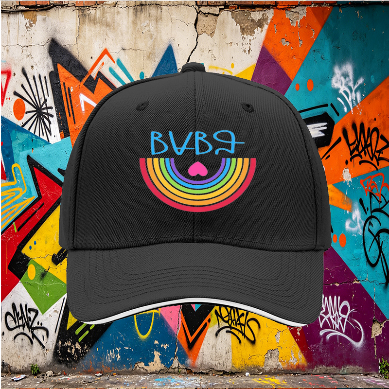 Unisex Classic Sandwich Hat with Rainbow Heart and 
