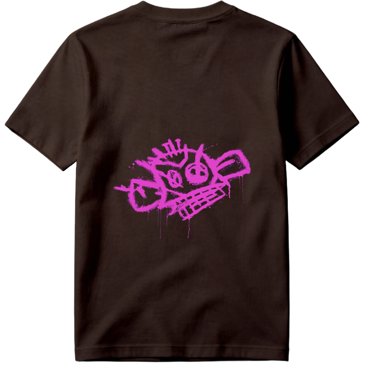 Graffiti-style pink skull with crown and crossbones on black background - Tee