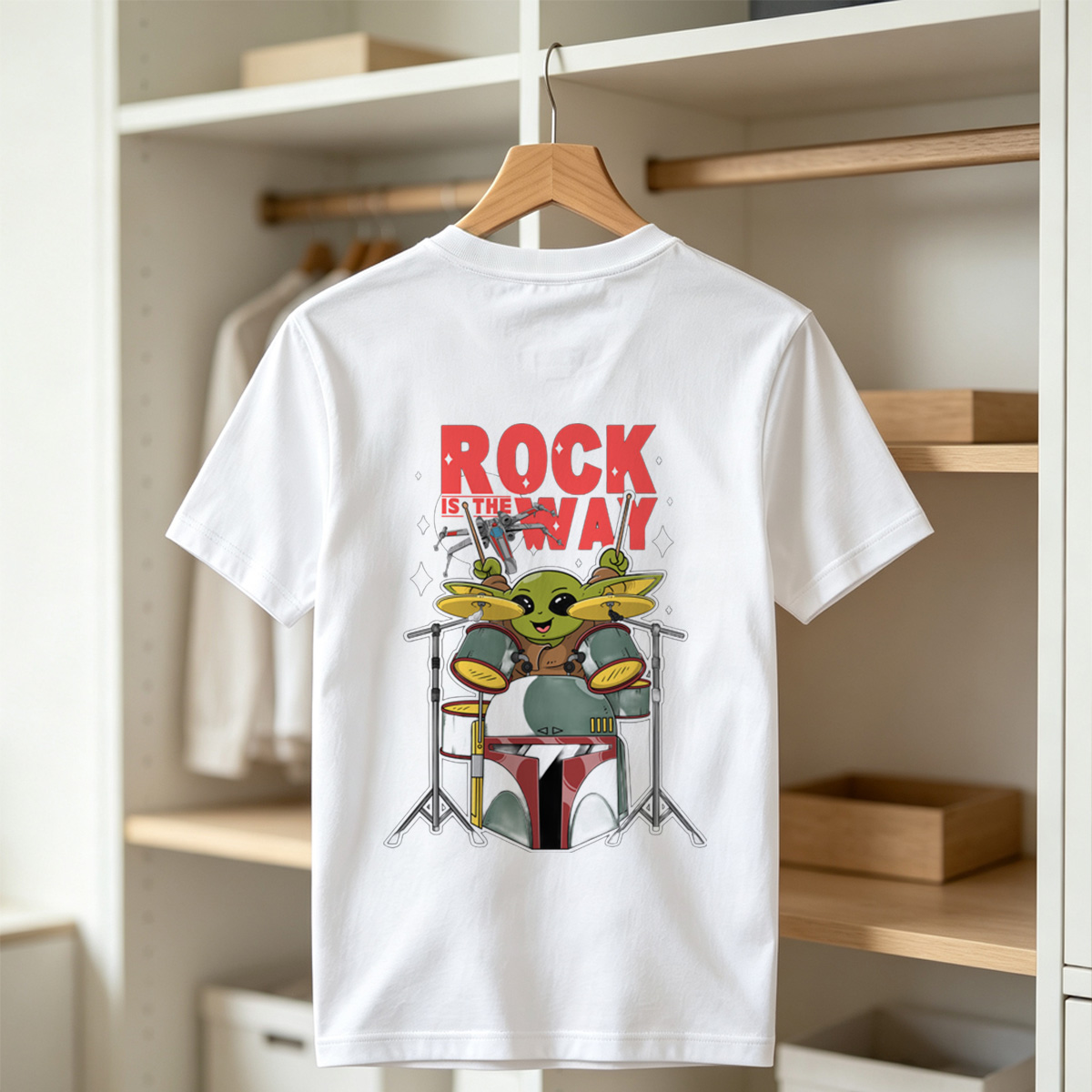 Baby Yoda Playing Drums Rock Is The Way - Tee