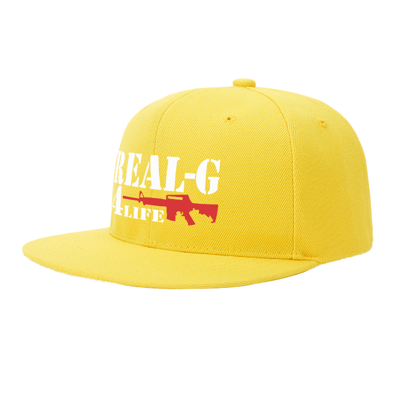 Flat Brim Baseball Cap Real G 4 Life Gun Graphic Streetwear Underground Skate Style for Basketball Court Urban Street Skate Park Hip Hop Riders and Rap Artists