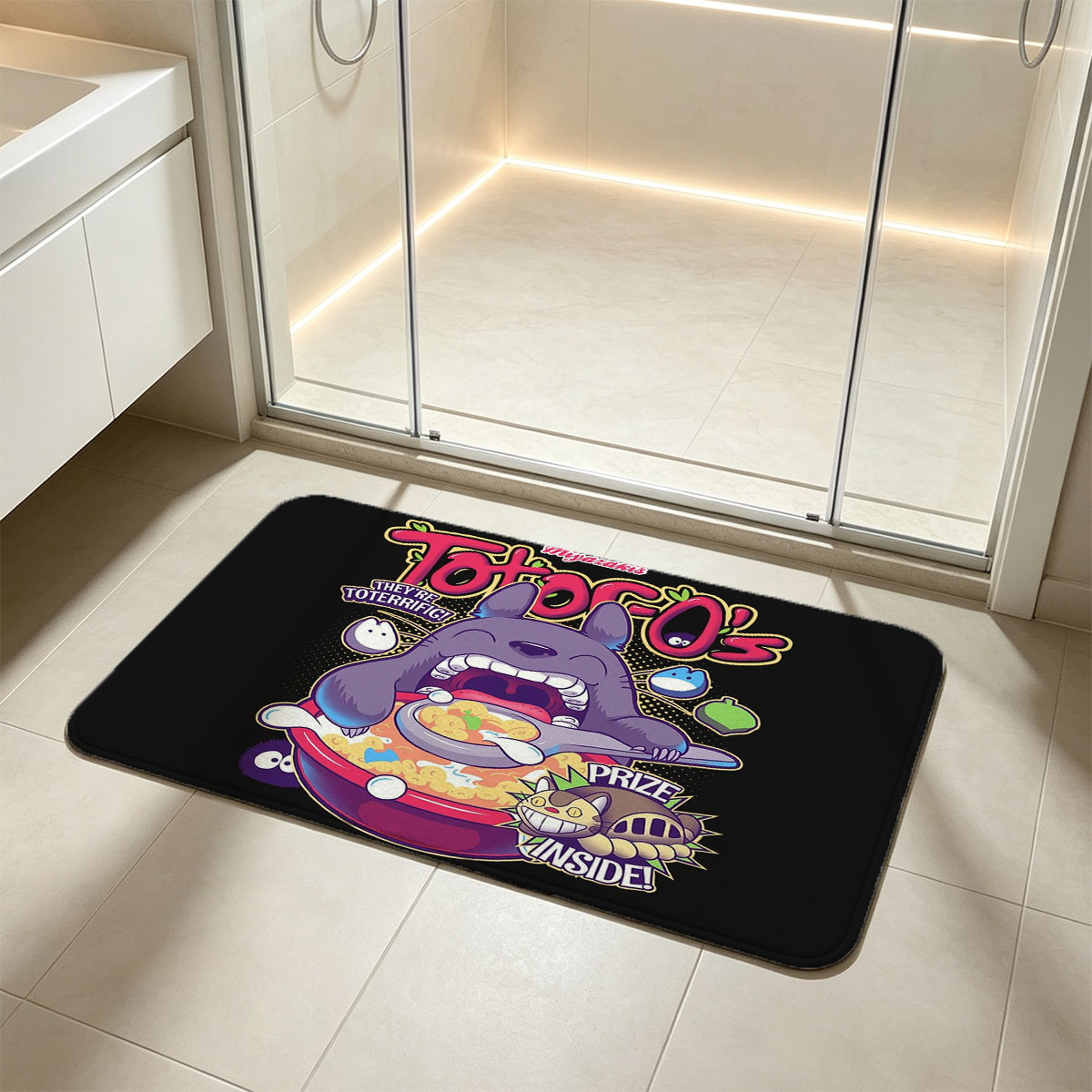 Miyazaki's Totoro's Cereal: They're TOTERRIFIC! Prize Inside! - Flannel floor mat