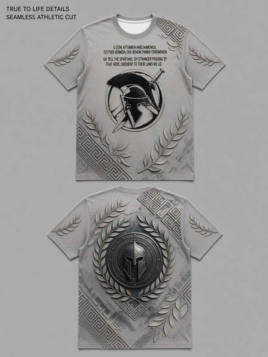 Spartan Helmet 3D Optical Illusion Graphic Tee Breathable Athletic Mesh T-Shirt Casual and Sports Wear
